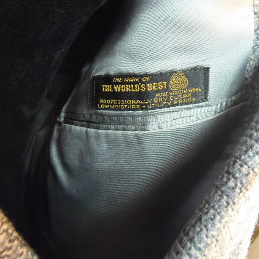 Vintage Hart Schaffner & Marx 100% Wool Blue Tone Tweed Sports Jacket‎ Coat
